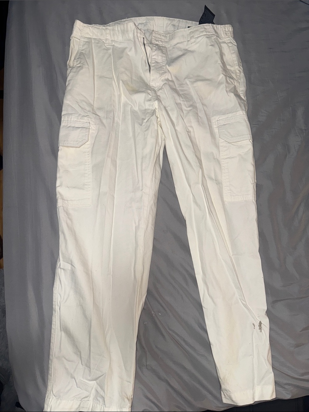 Zara White Men's Cargo Pants - Utility Pocket Detail